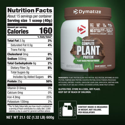Dymatize Vegan Plant Protein, Creamy Chocolate, 25g Protein, 4.8g BCAAs, Complete DymatizeBuy Supplements Australia