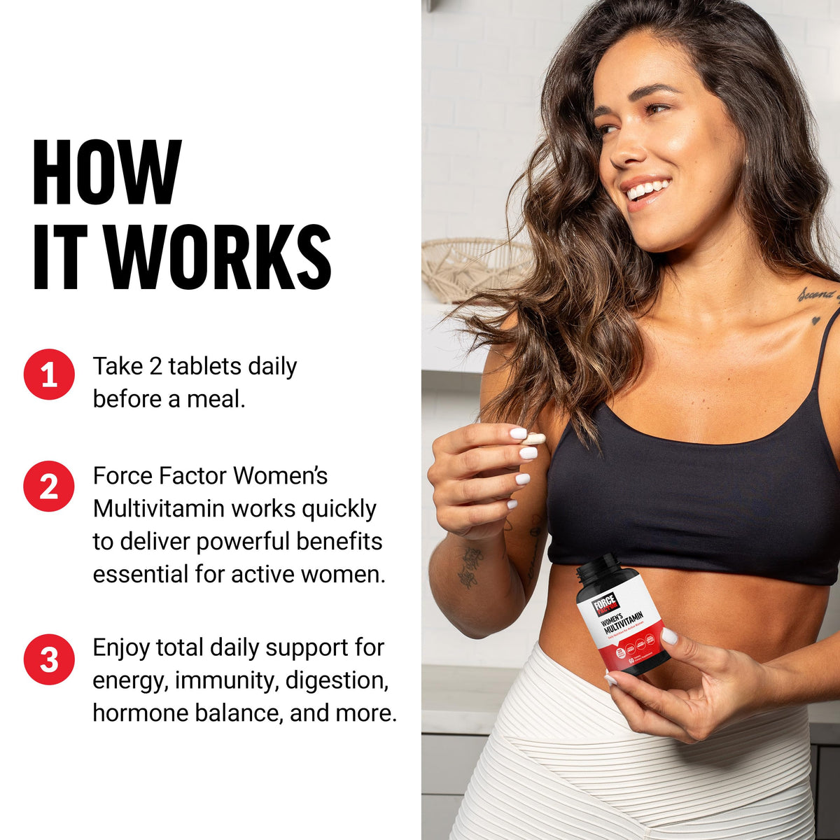 Force Factor Women’s Multivitamin, Multivitamin for Women to Support Hormone Balance, Energy, Immunity, and Gut Health, with 20 Vitamins & Minerals, Ashwagandha, Chasteberry, and More, 60 Tablets Force FactorBuy Supplements Australia
