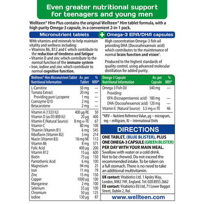 Vitabiotics Wellteen Him Plus Tablets/Capsules, 56 Count (Pack of 1) WellteenBuy Supplements Australia