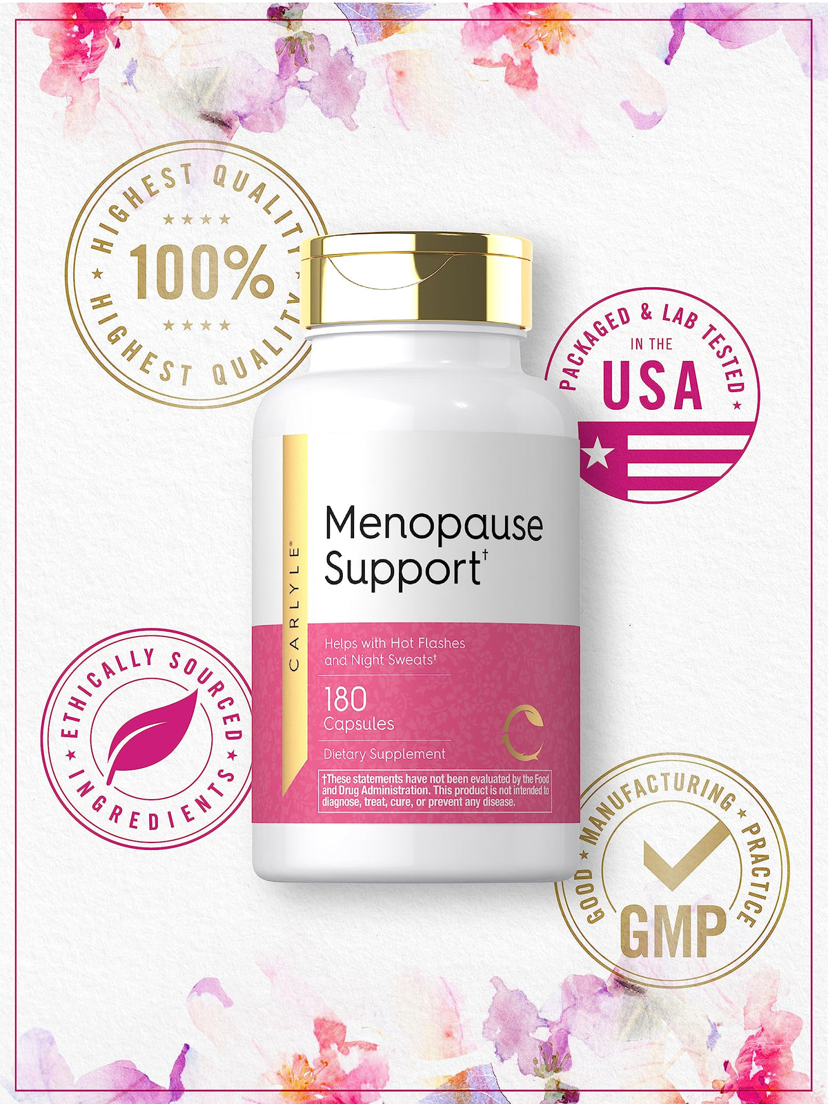 Carlyle Menopause Supplement for Women | 180 Capsules | Helps with Hot Flashes and Night Sweats | Non-GMO, Gluten Free Menopause Support CarlyleBuy Supplements Australia