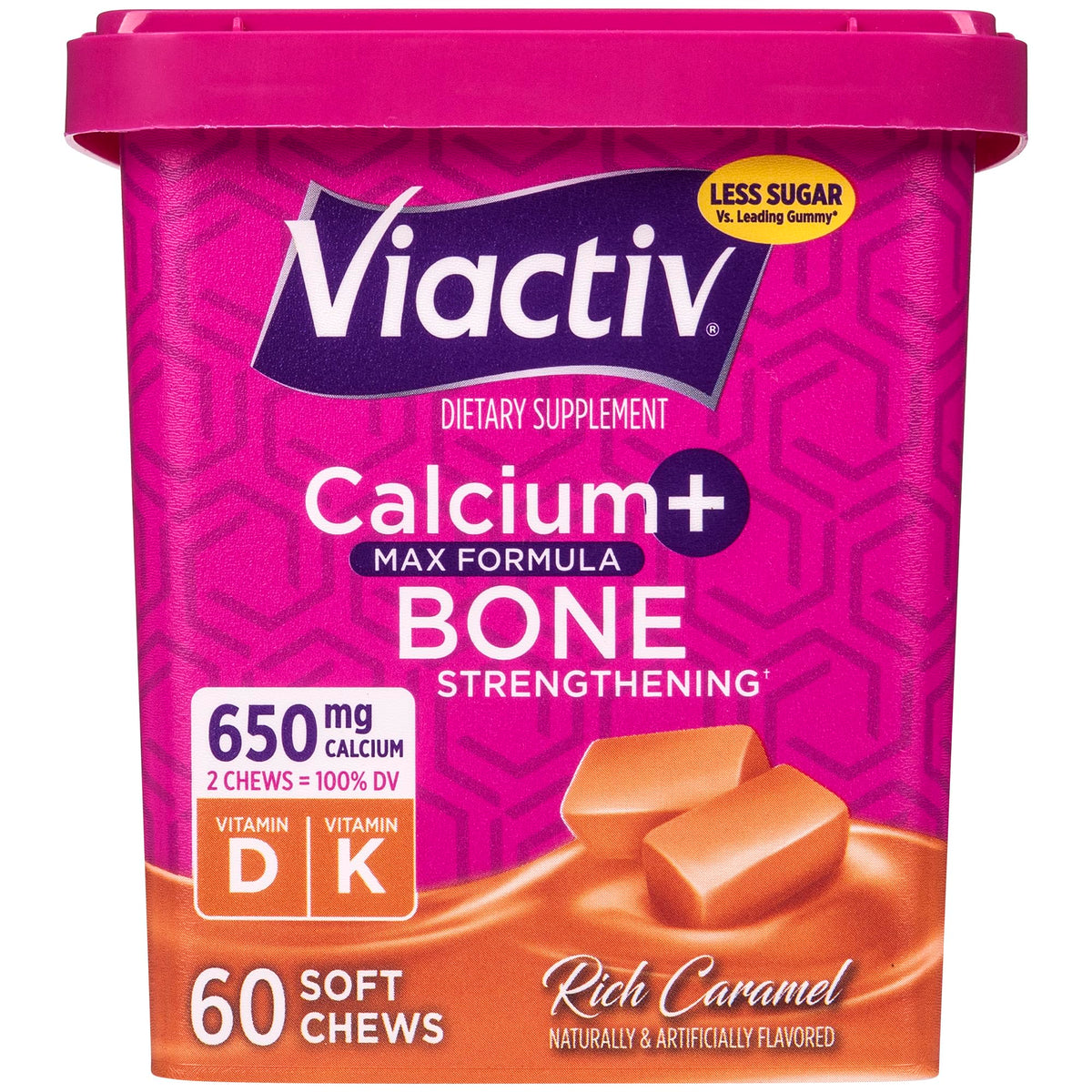 Viactiv Calcium + Vitamin D Supplement Soft Chews for Women & Men - Chewable Calcium for Bone Health Support, 650 mg per Serving, Vitamin D & K for High Absorption - 60 Count, Caramel ViactivBuy Supplements Australia
