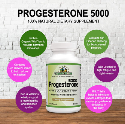 Organic Farm Vitamins Progesterone 5000 - Body glandular System Dietary Supplement, 100% Natural Progesterone Pills - Formula to Balance Hormones - progesterone Supplement, 90 Tablets Organic Farms VitaminsBuy Supplements Australia