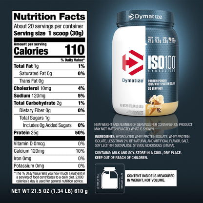 Dymatize ISO100 Hydrolyzed Protein Powder, 100% Whey Isolate , 25g of Protein, 5.5g DymatizeBuy Supplements Australia