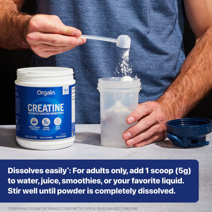 Orgain Creatine Monohydrate Micronized Powder, 100 Servings, Unflavored, Supports Muscle Growth, Post Workout Recovery and Brain Health, No Artificial Additives, for Men & Women, Vegan OrgainBuy Supplements Australia