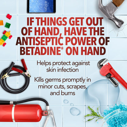 Betadine Antiseptic First Aid Solution, Povidone-Iodine 10%, Infection Protection, Kills Germs in Minor Cuts Scrapes and Burns, No Sting Promise, No Alcohol or Hydrogen Peroxide, 8 FL OZ Betadine buy supplements Au