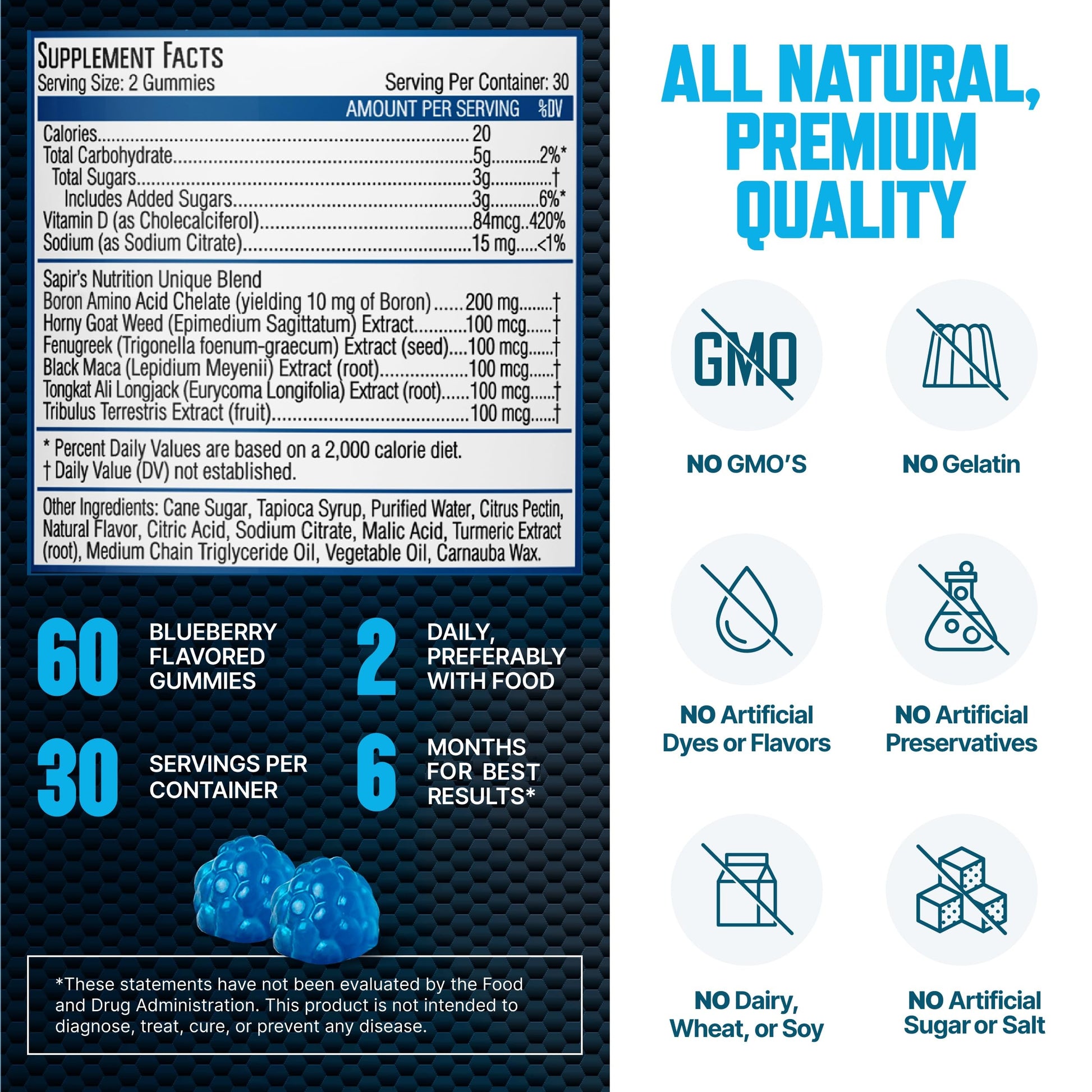 Testosterone Booster Gummies, Male Enhancing Supplement, Add 2 in” Enlargement Gummies for Men , Male Enhancement Chews Energy, Strength, Stamina, Endurance, Performance, Natural Blue Berry Chews Sapir's NutritionBuy Supplements Australia
