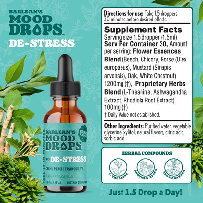 Barlean's Mood Booster Supplement, De-Stress Liquid Drop Supplements for Men and Women, Ashwagandha and L Theanine Extract, Adaptogen Herbs Drops, 1.5 oz Barlean's buy supplements Au