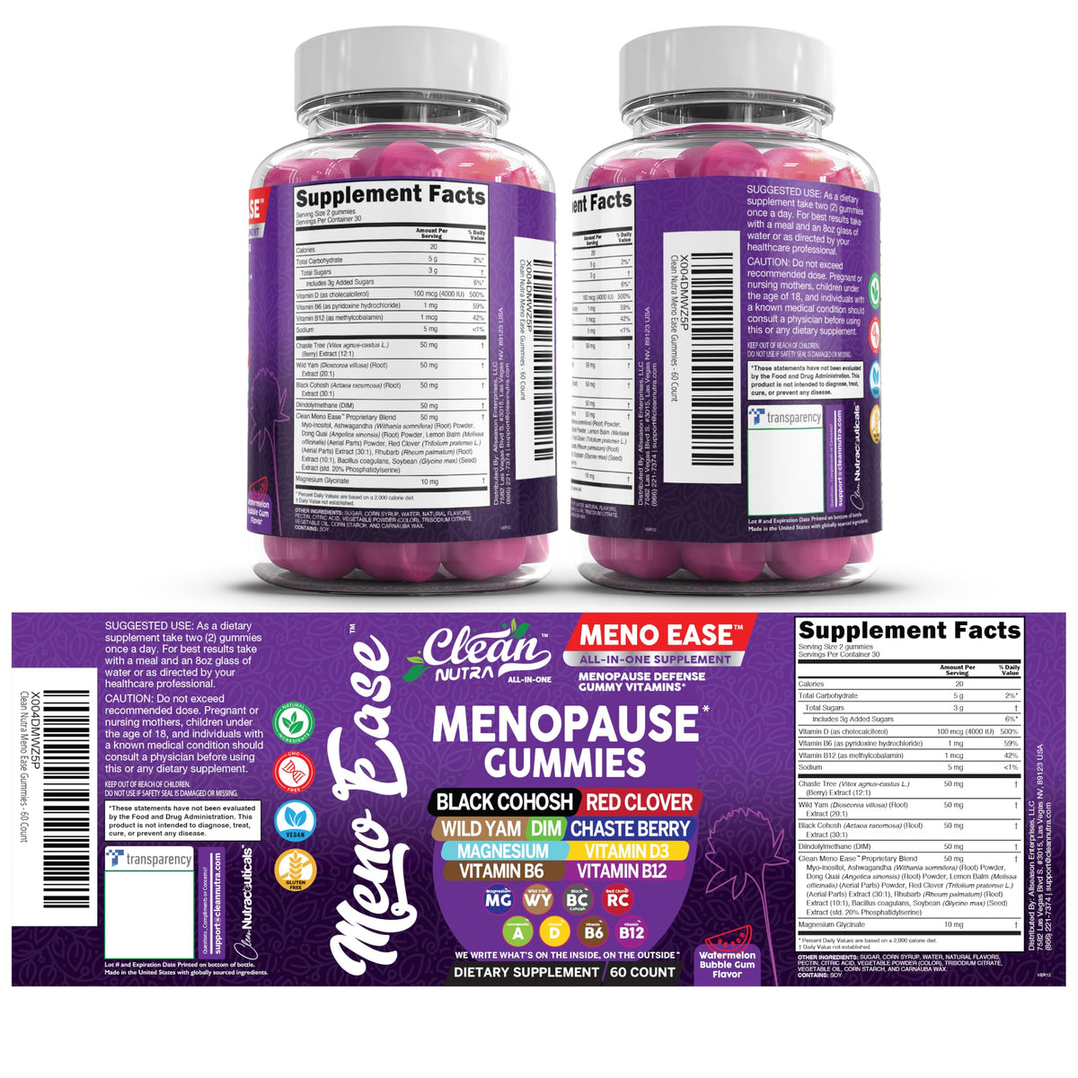 Menopause Supplement for Women Gummies with Black Cohosh, Wild Yam, DIM, Magnesium, Red Clover Chasteberry for Hormone Balance Relief Night Sweats Mood Plus Bergamot, Vitamin D3, Vitamin B6 B12 Clean NutraceuticalsBuy Supplements Australia