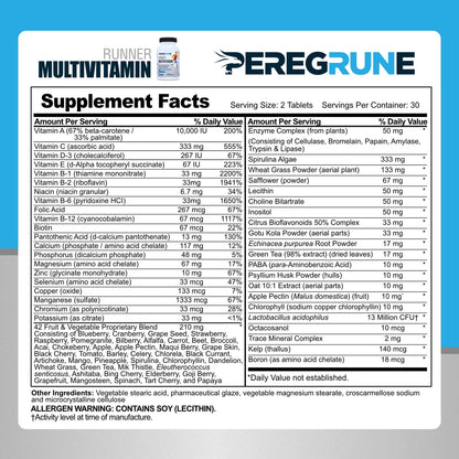 PEREGRUNE Runner Multivitamin & Omega 3 Bundle (1 Month Supply) | Antioxidants for Health & Recovery | Vitamin B Complex for Endurance, Energy, VO2 Max | Joints & Heart: 1,000mg Fish Oil PEREGRUNEBuy Supplements Australia
