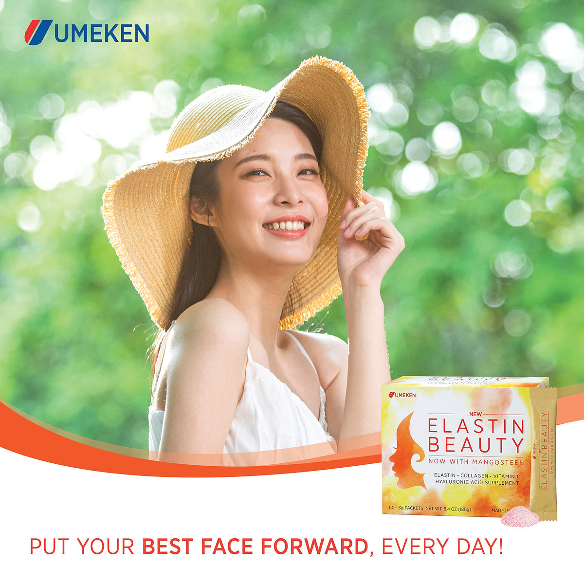 Umeken Elastin Beauty Powder Supplement with Collagen Peptides, Hyaluronic Acid, Vitamin C and Mangosteen Fruit, Women’s Health and Wellness, 1 Month Supply, 60 Packets Umeken buy supplements Au