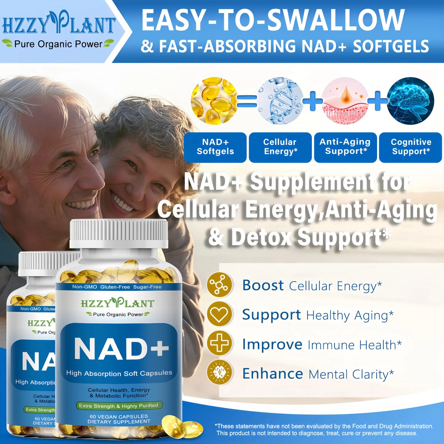 HZZYPLANT NAD+ Supplement, High Absorption NAD Supplements for Women for Cellular Energy Immune Focus Health, NAD Resveratrol Softgel Capsules, NAD Liquid Softgels Supplement, Non-GMO, 2 Month Supply HZZYPLANTBuy Supplements Australia