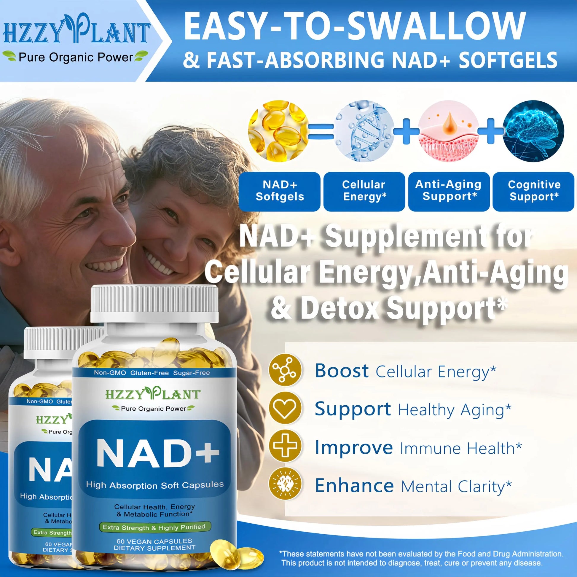 HZZYPLANT NAD+ Supplement, High Absorption NAD Supplements for Women for Cellular Energy Immune Focus Health, NAD Resveratrol Softgel Capsules, NAD Liquid Softgels Supplement, Non-GMO, 2 Month Supply HZZYPLANTBuy Supplements Australia