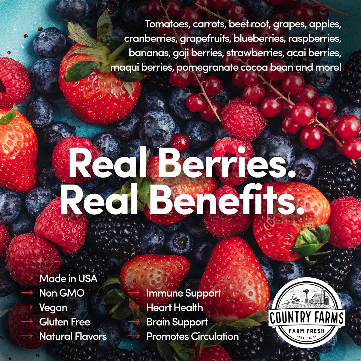 COUNTRY FARMS Super Reds, Energizing Polyphenol Superfood, Over 40 Super Fruits COUNTRY FARMSBuy Supplements Australia