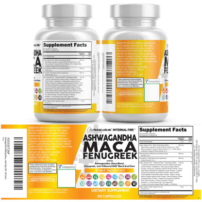 Clean Nutraceuticals Ashwagandha Maca Root Fenugreek Supplement with Tongkat Ali Ginseng - Assists with Stress, Mood & Thyroid - Ashwagandha Capsules Fenugreek Caps - 1 Pack Clean NutraceuticalsBuy Supplements Australia