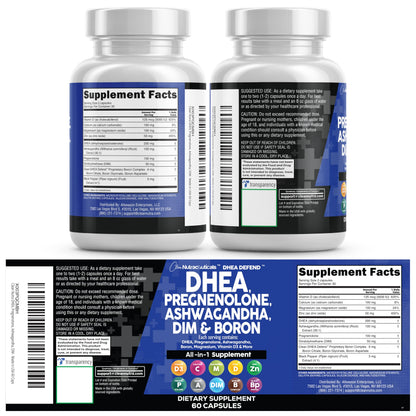 DHEA 200mg Supplement Pregnenolone 100mg for Men & Women with DIM Ashwagandha Boron 6mg Complex Calcium Magnesium Zinc 50mg Vitamin D3 5000 iu Hormone Support Capsules Pills - Made in USA 60 Ct Clean NutraceuticalsBuy Supplements Australia