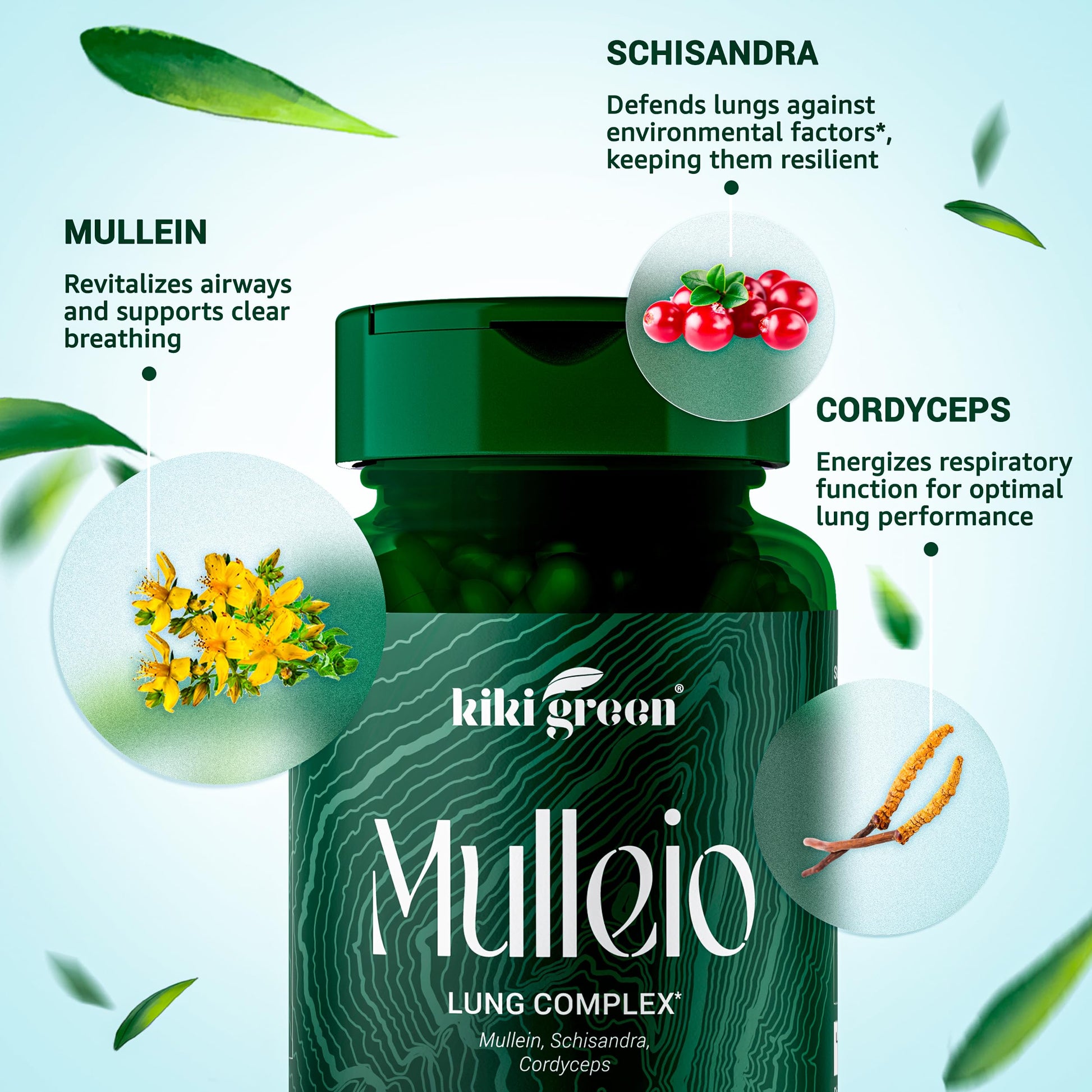 KIKI Green MULLEIO Lung Health Capsules: Herbal Supplement for Lung Cleanse, Better KIKI GreenBuy Supplements Australia