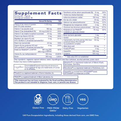 Pure Encapsulations O.N.E. Multivitamin - Once Daily Multivitamin with Antioxidant Complex Metafolin, CoQ10, and Lutein to Support Vision