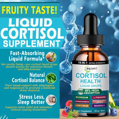 Cortisol Supplements for Women,19-in-1 Cortisol Supplement Liquid Drops w/Magnesium,L-Theanine,Ashwagandha,Omega-3, High Absorption Hormone Balanced for Women Drops - Sleep Focus Mood, Non-GMO JINGYATBuy Supplements Australia