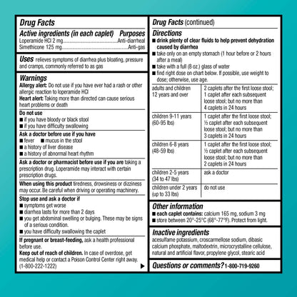 Amazon Basic Care Loperamide Hydrochloride 2 mg and Simethicone 125 mg Tablets, Multi-Symptom Relief, Anti-Diarrheal, Bloating and Cramps, Gas Relief, 24 Count Amazon Basic Care buy supplements Au