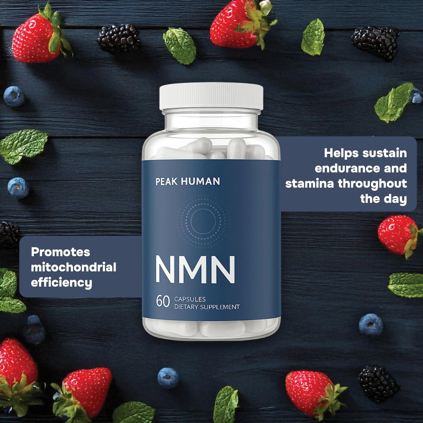 Peak Human Beta-NMN | Beta Nicotinamide Mononucleotide NAD+ Precursor - Advanced Cellular Energy & Longevity - Promotes Vitality, Metabolic Function & Focus - Non-GMO, Vegan Capsules - 60 Count Peak HumanBuy Supplements Australia