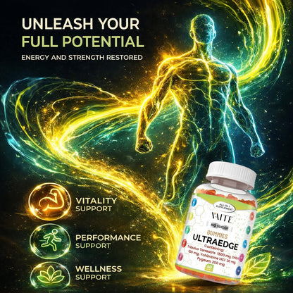 VAITE UltraEdge Herbal Complex Gummies – Tribulus Terrestris 1500mg, DHEA 100mg, Yohimbine HCl 20mg, Pygeum 200mg, Plant-Based Blend, 60 Vegan Gummies, Non-GMO, Gluten-Free, Adult Supplement VAITEBuy Supplements Australia