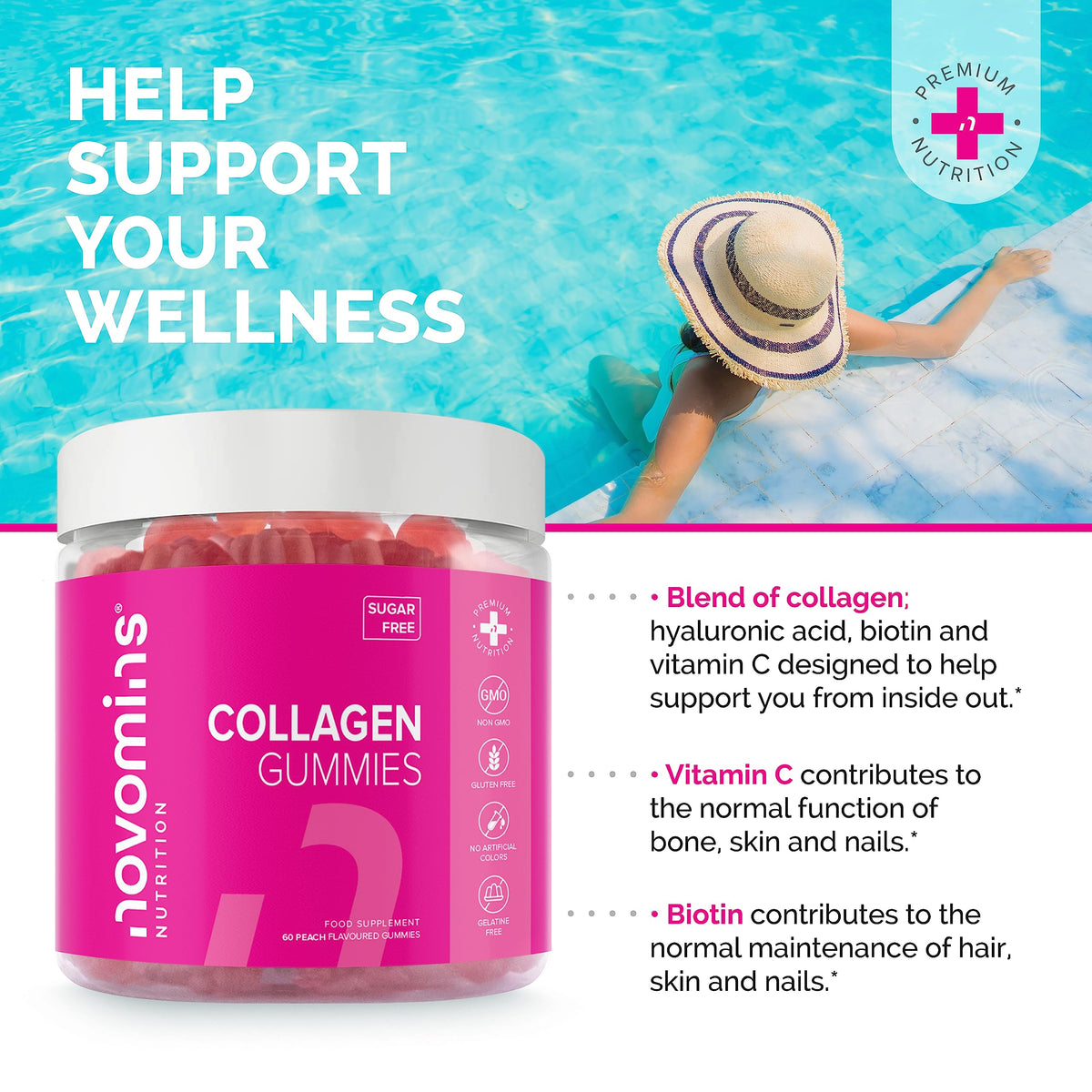 Collagen Gummies - Sugar Free Marine Collagen Gummies - Superior Type 1 Hydrolysed Collagen novominsBuy Supplements Australia