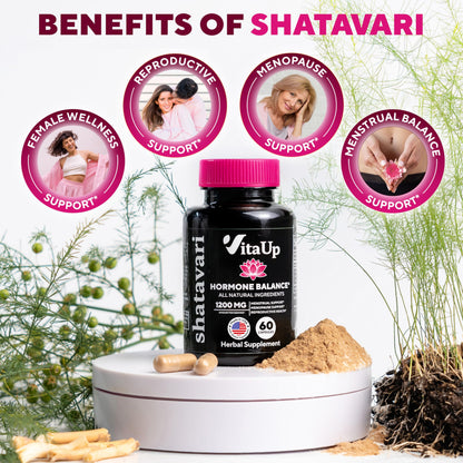 VitaUp Shatavari Capsules for Women 1200mg - USA Made Shatavari Root Supplement for Normal Hormonal Support, Menopause & Menstrual Wellness - 60 Vegan Capsules VitaUpBuy Supplements Australia