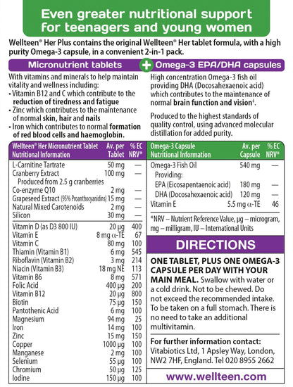Vitabiotics Wellteen Her Plus - 56 Tablets/Capsules, 56 Count (Pack of 1) WellteenBuy Supplements Australia