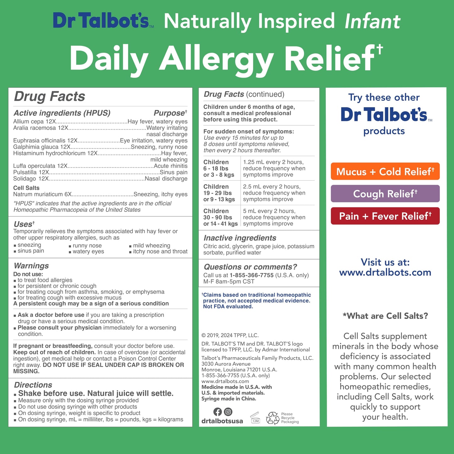 Dr. Talbot's Infant Daily Allergy Relief Liquid Medicine, Naturally Inspired for Babies, Includes Syringe, Grape Juice Flavor, Purple, 4 Fl Oz Dr. Talbot's buy supplements Au