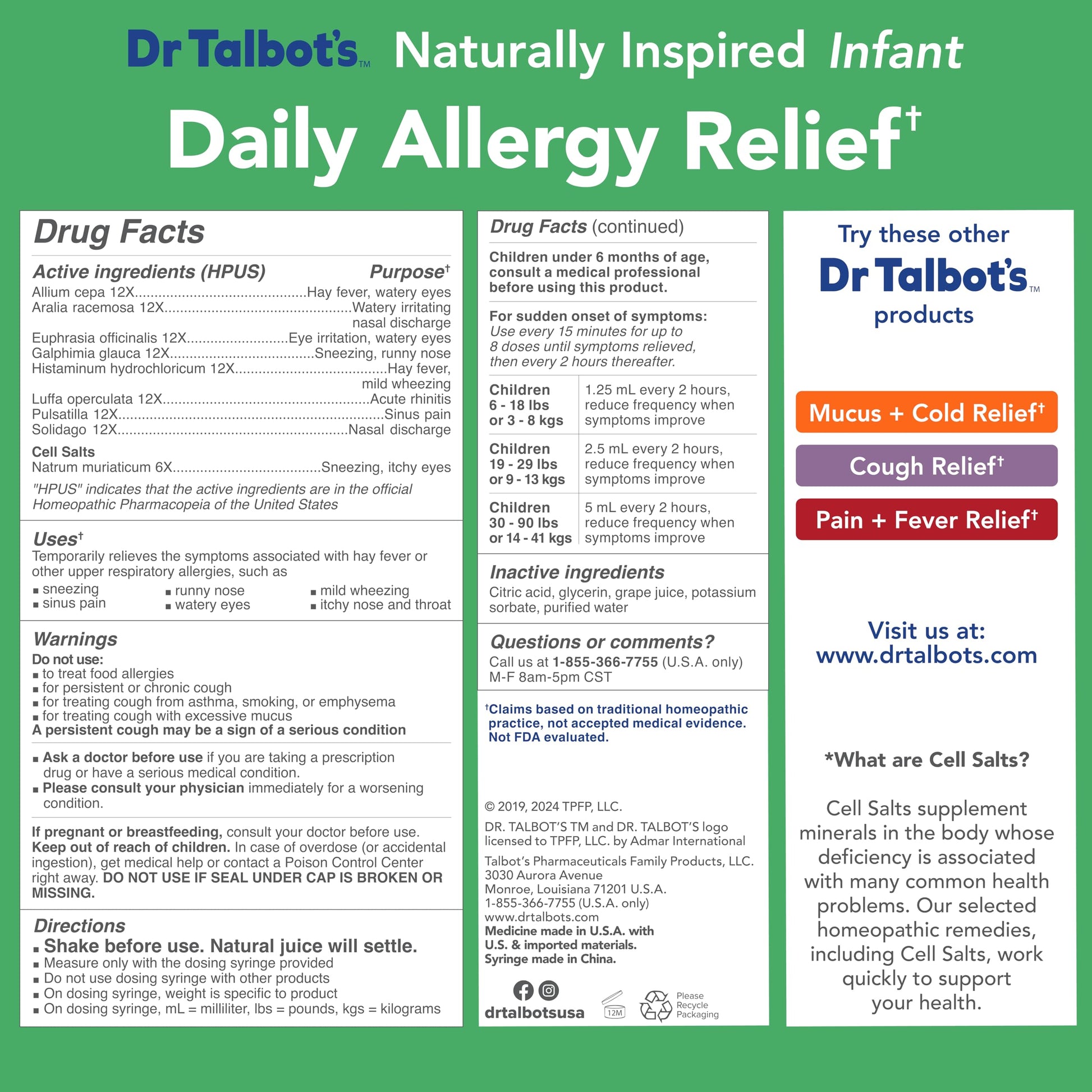 Dr. Talbot's Infant Daily Allergy Relief Liquid Medicine, Naturally Inspired for Babies, Includes Syringe, Grape Juice Flavor, Purple, 4 Fl Oz Dr. Talbot's buy supplements Au