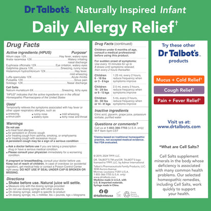 Dr. Talbot's Infant Daily Allergy Relief Liquid Medicine, Naturally Inspired for Babies, Includes Syringe, Grape Juice Flavor, Purple, 4 Fl Oz Dr. Talbot's buy supplements Au