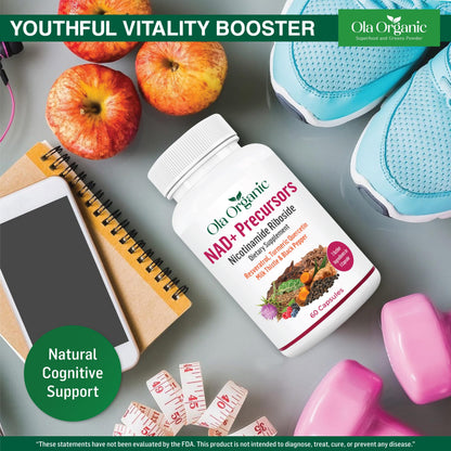 NAD+ Supplement & NAD Booster for Cellular Energy and Healthy Aging – Plant-Based Nicotinamide Riboside (NR) NAD Precursor with Resveratrol, Turmeric, Quercetin, Rhodiola & Milk Thistle – 60 Capsules Ola OrganicBuy Supplements Australia