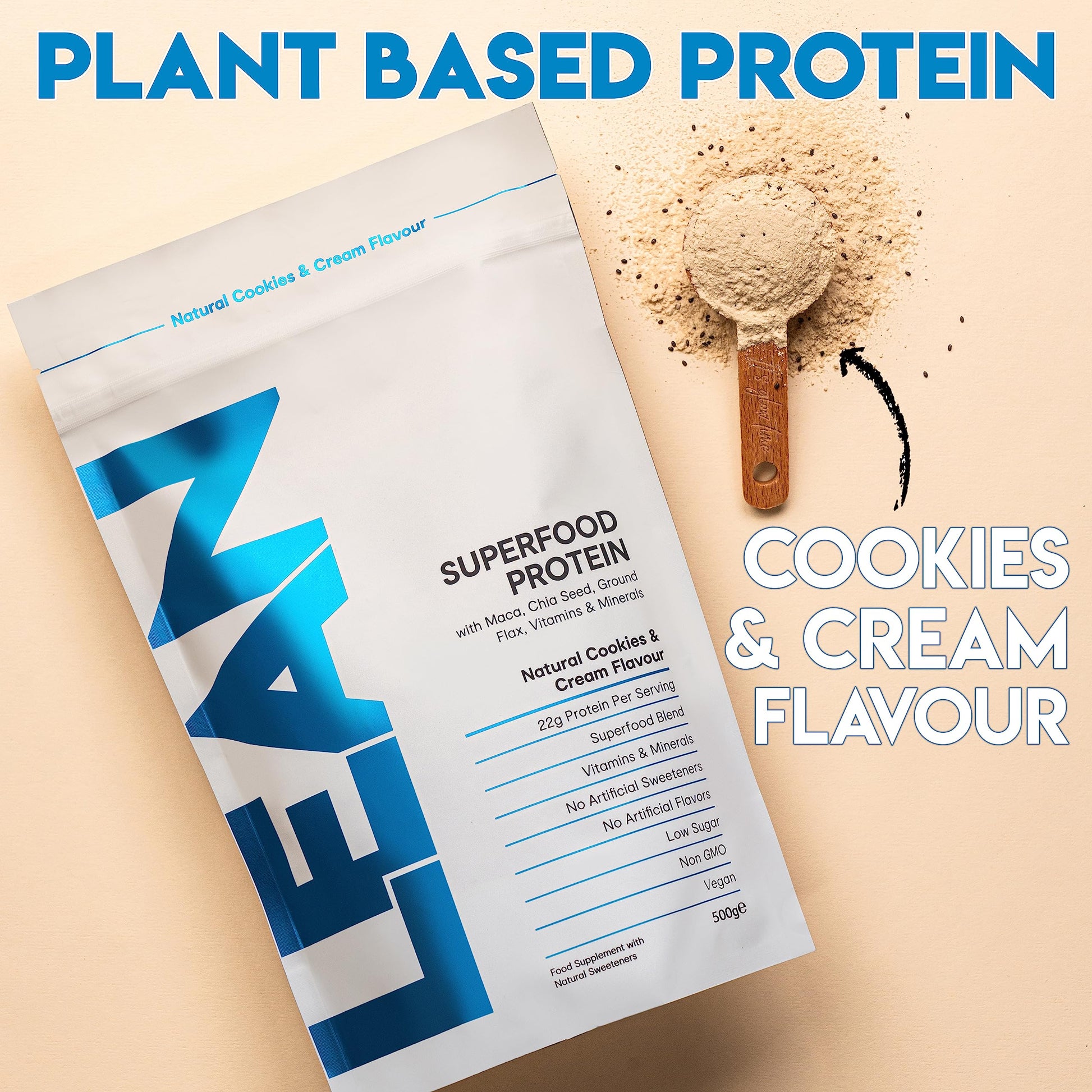 LEAN with Lilly Superfood Protein Vegan Protein Plant Based Protein Cookies and Cream Flavour 500g Lean With LillyBuy Supplements Australia