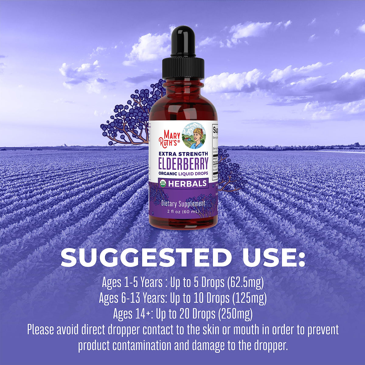 MaryRuth Organics Elderberry Syrup Extra Strength, USDA Organic Elderberry, Sugar Free Adults & Kids Immune Support Supplement for Ages 1+, Clean Label Project Verified®, Vegan, Gluten Free, 2 Fl Oz MARYRUTH'SBuy Supplements Australia