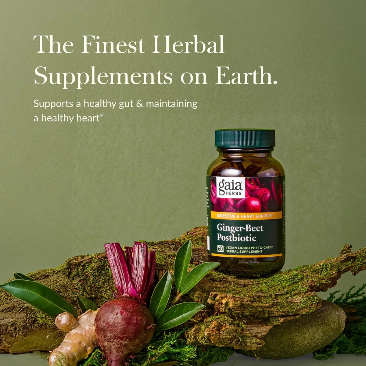 Gaia Herbs Ginger-Beet Postbiotic - Supplement for Gut & Heart Health Support* - Made with Fermented Beets & Ginger - Free from Dairy, Soy & Gluten - 60 Vegan Liquid Phyto-Caps (30 Servings) Gaia HerbsBuy Supplements Australia