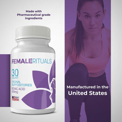 FEMALE RITUALS - Vaginal Moisturizer Boric Acid Suppositories for PH Balance - Bad Odors FEMALE RITUALSBuy Supplements Australia