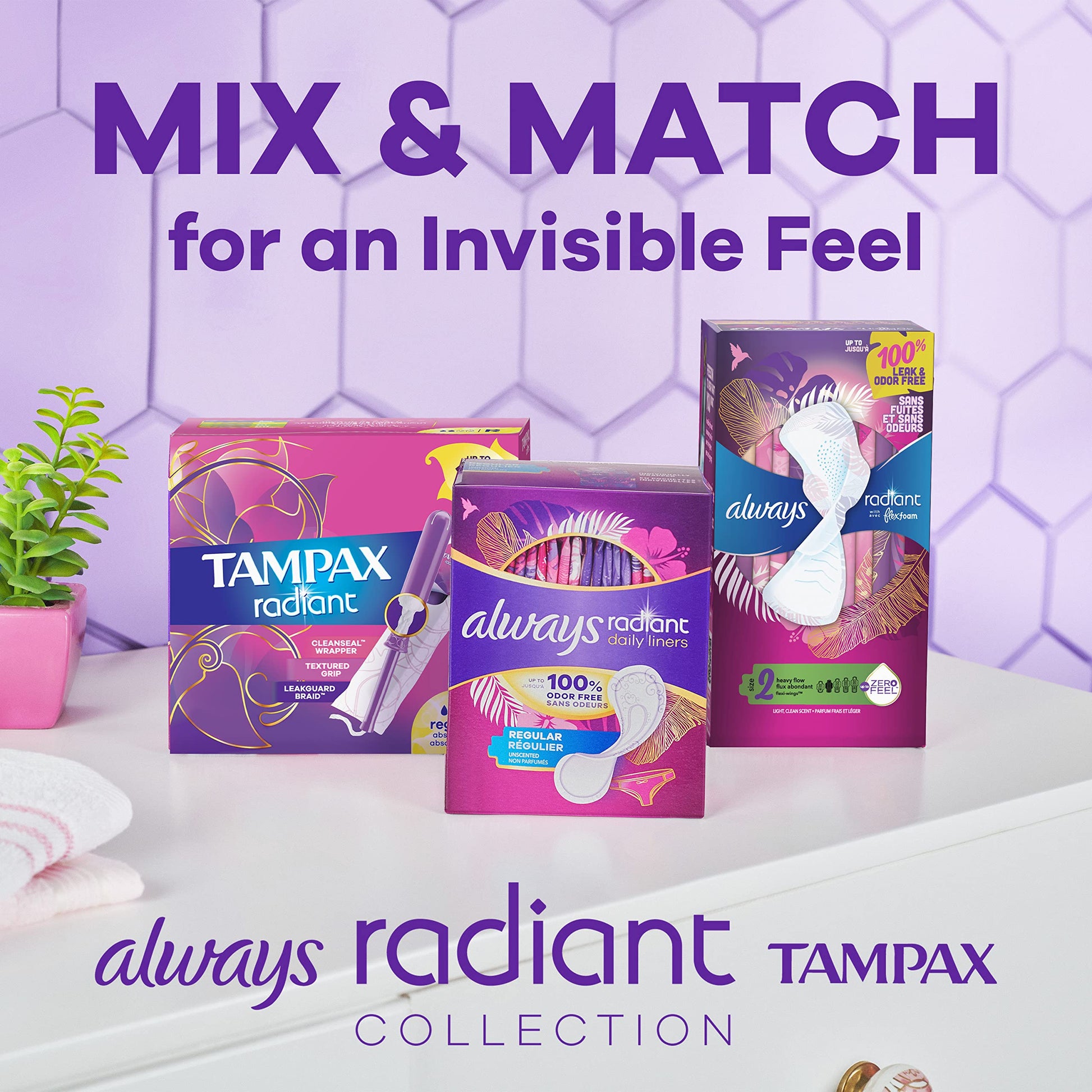 Tampax Radiant Tampons Super Absorbency with BPA-Free Plastic Applicator and LeakGuard Braid TampaxBuy Supplements Australia