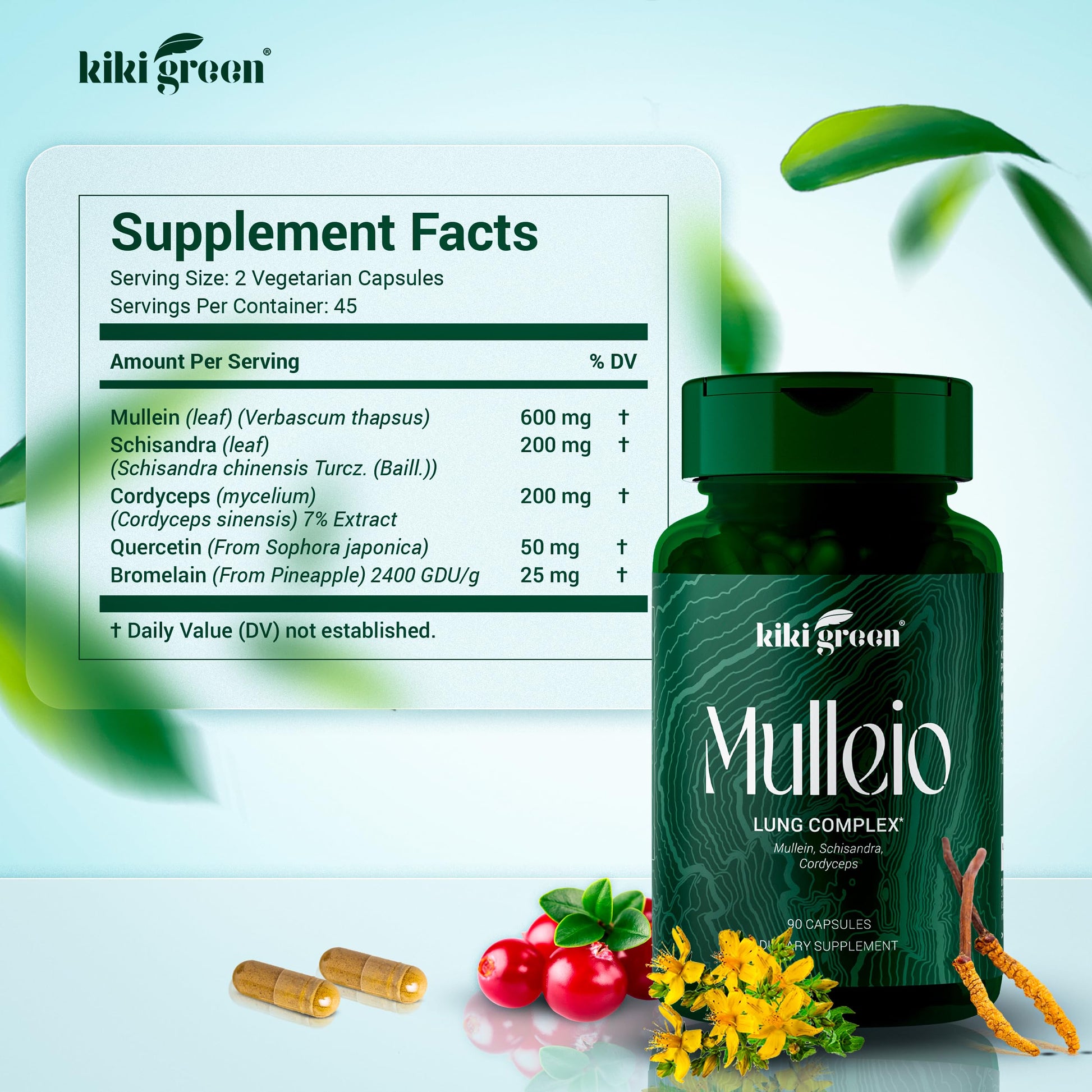 KIKI Green MULLEIO Lung Health Capsules: Herbal Supplement for Lung Cleanse, Better KIKI GreenBuy Supplements Australia