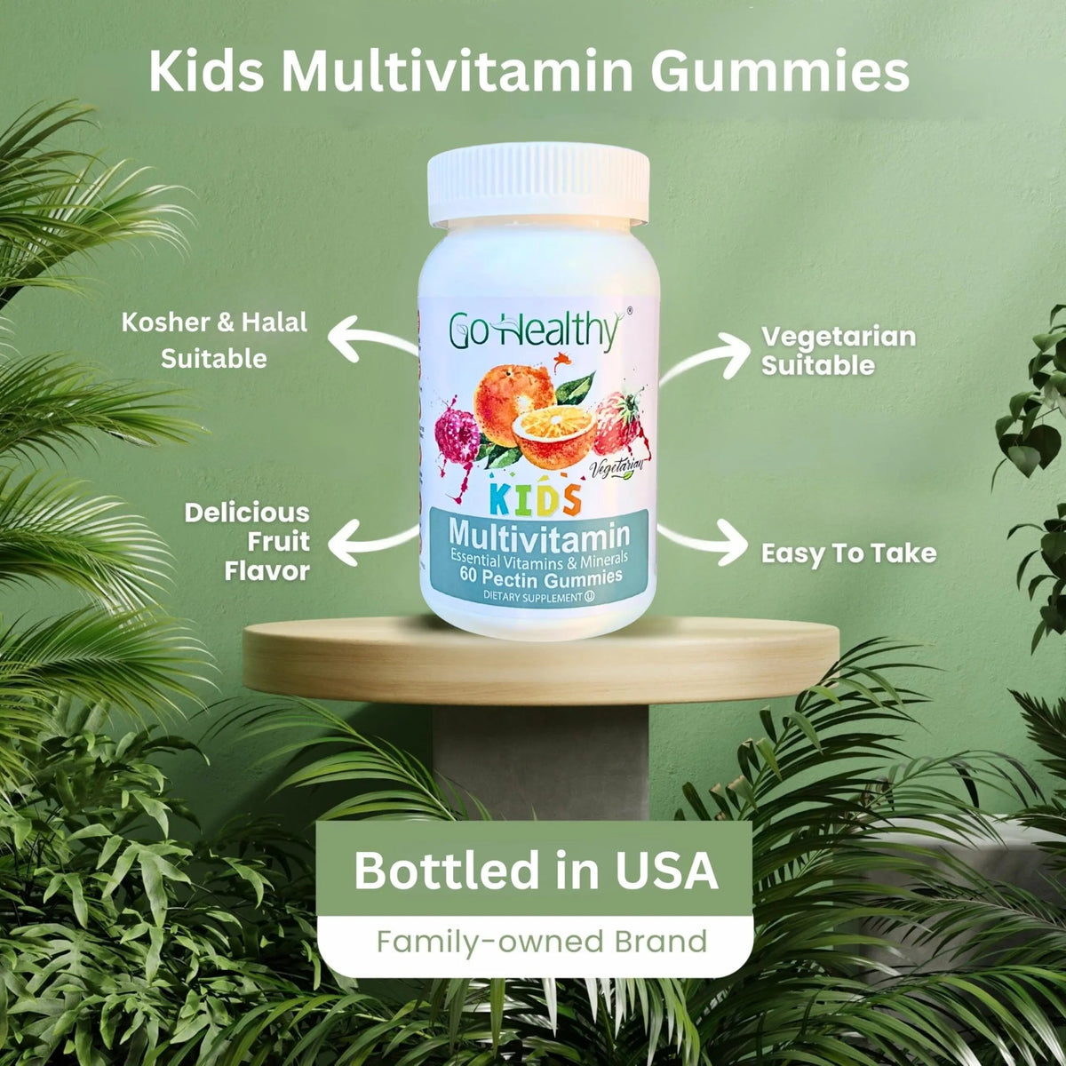 Go Healthy Kids Multivitamin Gummies, Immune Support, Kids Vitamin Gummies, Kosher Kid Vitamin, Halal Go Healthy Natural