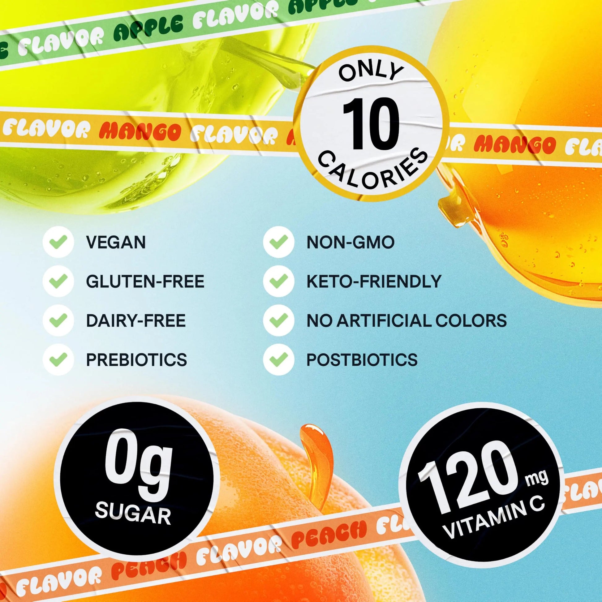 Dally Variety Pack [Mango, Peach & Apple] Drinkable Konjac Jelly 10 Pouches | 10-Calorie Keto, Gluten Free, Sugar Free Korean Fruit Snack | Prebiotics & Postbiotics for Skin, Immune, Weight Management DALLYBuy Supplements Australia