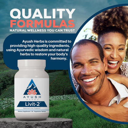 Ayush Herbs Livit-2 - Liver Care, Liver Support Supplement for Women & Men with Andrographis & Picrorhiza, Liver Pills Made with Organic Ingredients - 90 Servings