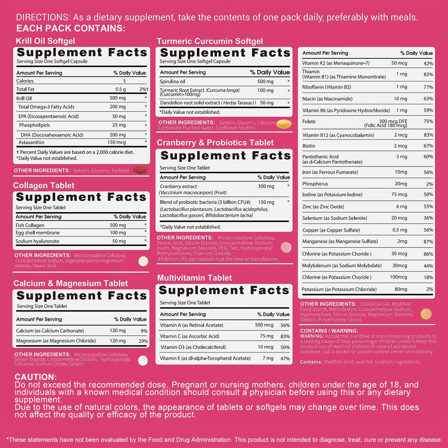 RevitaPlus Multivitamin for Women with Vitamin A,B,C,D3,E,K2,Biotin, Collagen,Krill Oil,Cranberries Supports Energy,Wellness,Beauty and Immune - Vitamin Packs for Women Health 30 Packs RevitaPlusBuy Supplements Australia