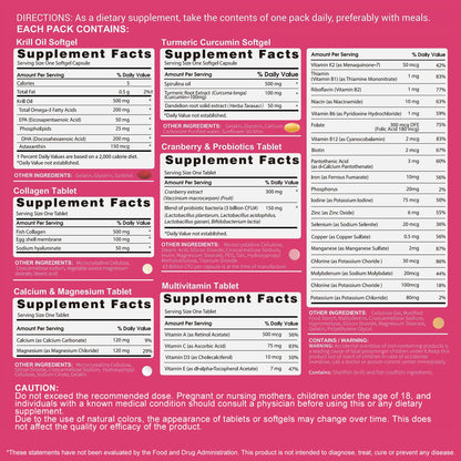 RevitaPlus Multivitamin for Women with Vitamin A,B,C,D3,E,K2,Biotin, Collagen,Krill Oil,Cranberries Supports Energy,Wellness,Beauty and Immune - Vitamin Packs for Women Health 30 Packs RevitaPlusBuy Supplements Australia