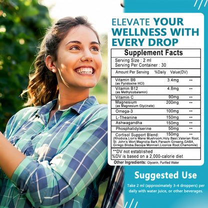 Cortisol Supplements for Women,19-in-1 Cortisol Supplement Liquid Drops w/Magnesium,L-Theanine,Ashwagandha,Omega-3, High Absorption Hormone Balanced for Women Drops - Sleep Focus Mood, Non-GMO JINGYATBuy Supplements Australia