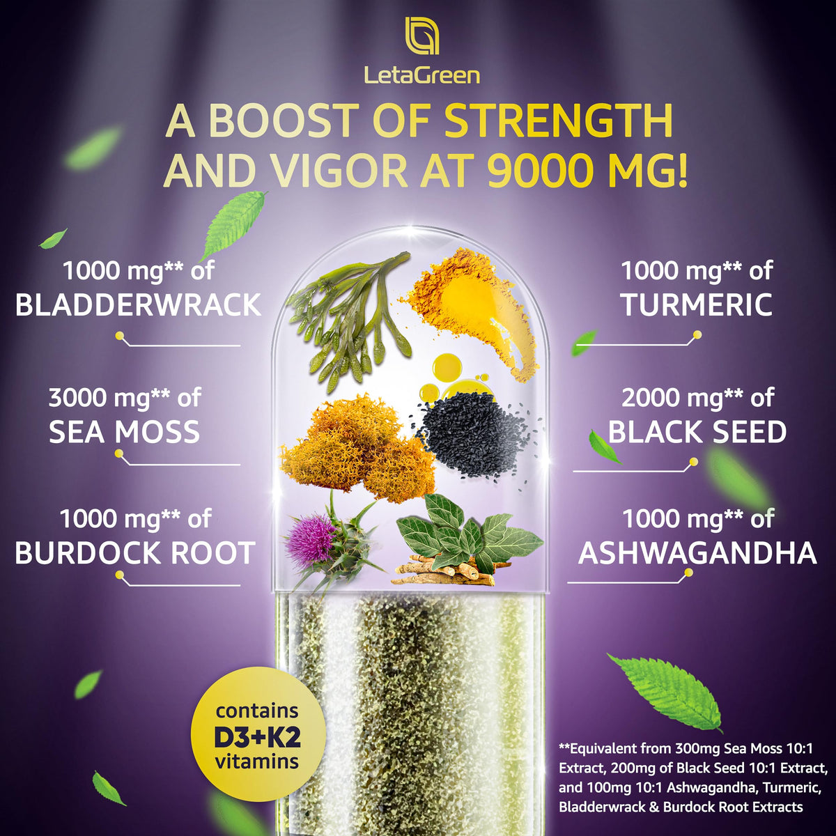 LetaGreen Ocean Wild Sea Moss Capsules - 120 Black Seed Oil Sea Moss Pills LetaGreenBuy Supplements Australia