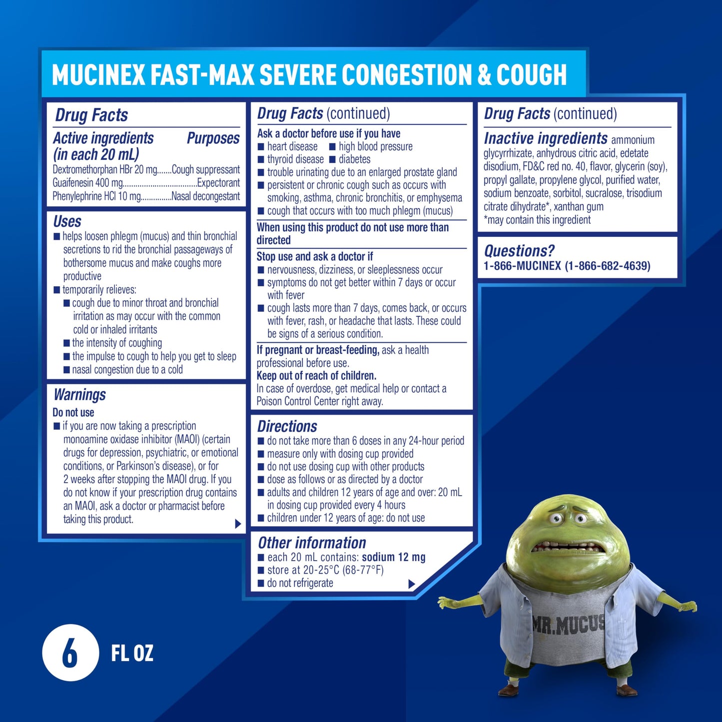 Mucinex Fast-Max Severe Congestion & Cough Medicine, Maximum Strength Symptom Relief, Over-The-Counter Medication, Cold Medicine, Cough Suppressant, Expectorant, Nasal Decongestant, 6 FL OZ Mucinex buy supplements Au