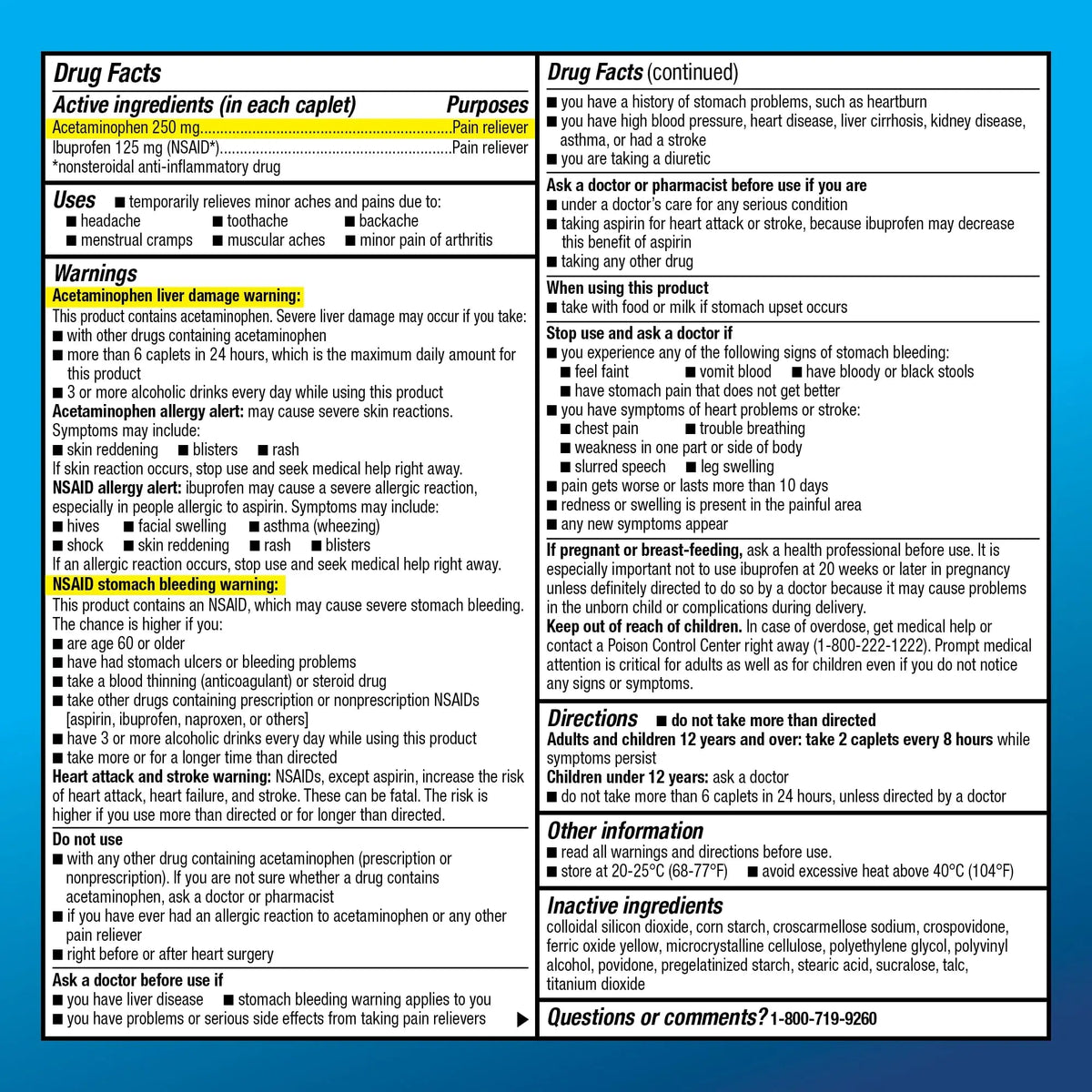 Amazon Basic Care Dual Action Acetaminophen 250 mg and Ibuprofen (NSAID) 125 mg Tablets, Pain Reliever for Headache, Backache, Menstrual Pain, Arthritis Pain Relief, 216 Count Amazon Basic CareBuy Supplements Australia