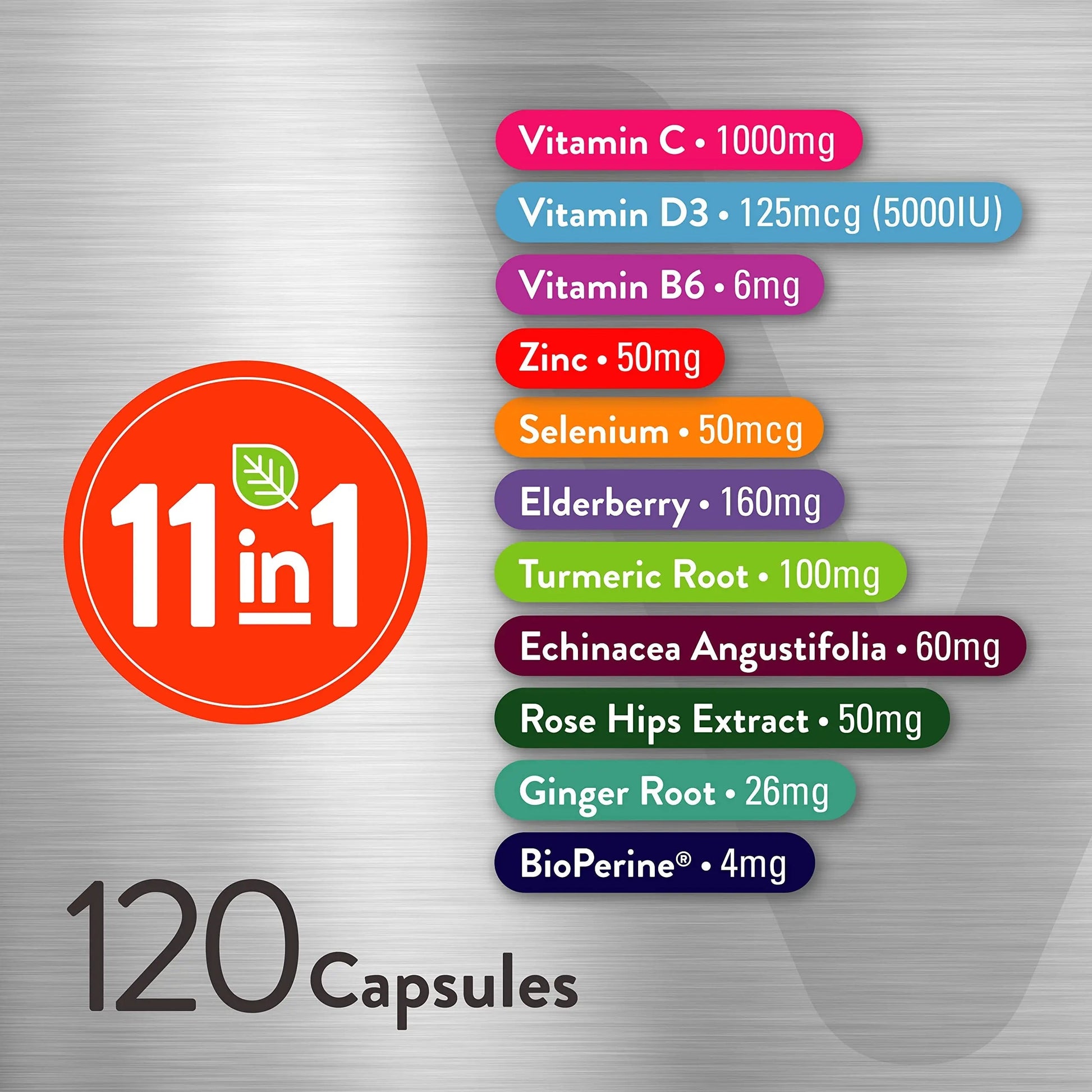 VITEEY 11 in 1 Immune Support Supplement - Immune Defense with Vitamin D3, B6, Echinacea, Turmeric, Rose-HIPS, Selenium Viteey