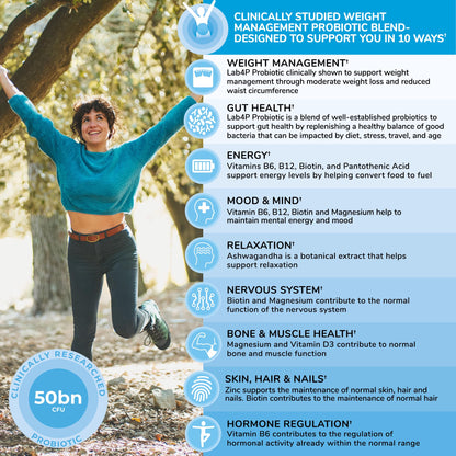 Health & Her Weight Management Probiotics for Women - Perimenopause & Menopause Supplement - Clinically Studied 50bn CFU Probiotics to Support Gut Health, Energy, Mood & Mind, Vegan (60 ct - 1 Month) Health and HerBuy Supplements Australia