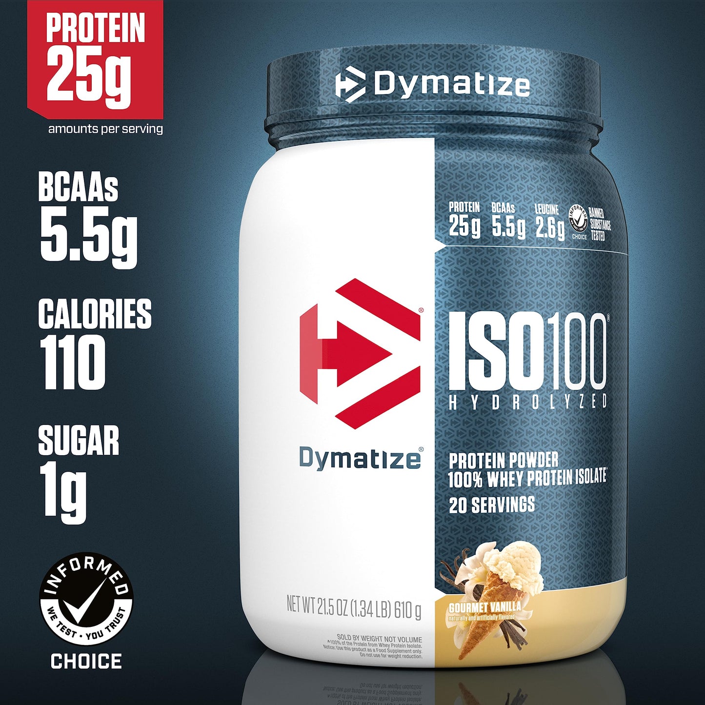 Dymatize ISO100 Hydrolyzed Protein Powder, 100% Whey Isolate , 25g of Protein, 5.5g DymatizeBuy Supplements Australia